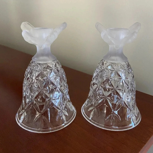 Pair of Crystal Butterfly Hofbauer Germany Frosted 5” Mini Candle Holders - Picture 4 of 9